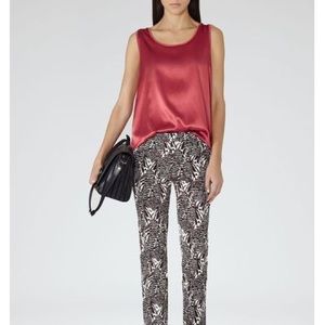 NWT Reiss Red Kyan Silk Front Jersey Top